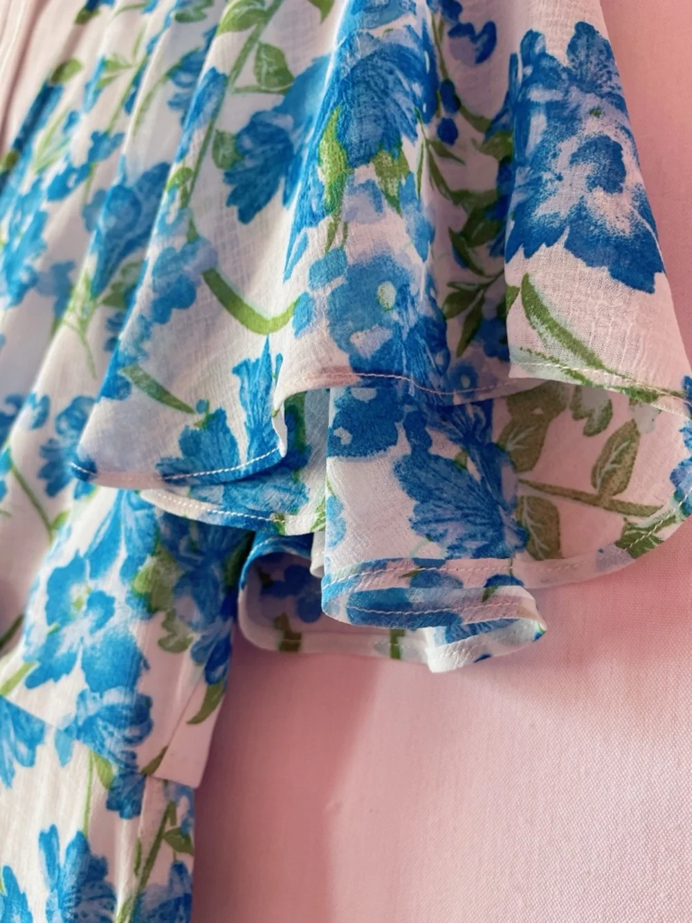 Lulus Glorious White and Light Blue Floral Print Ruffled Mini Dress 💐🩵🌿 - Picture 8 of 11